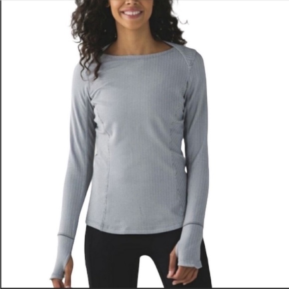 Lululemon Kanto Catch Me Herringbone Long Sleeve Top Size 6 - Picture 1 of 9